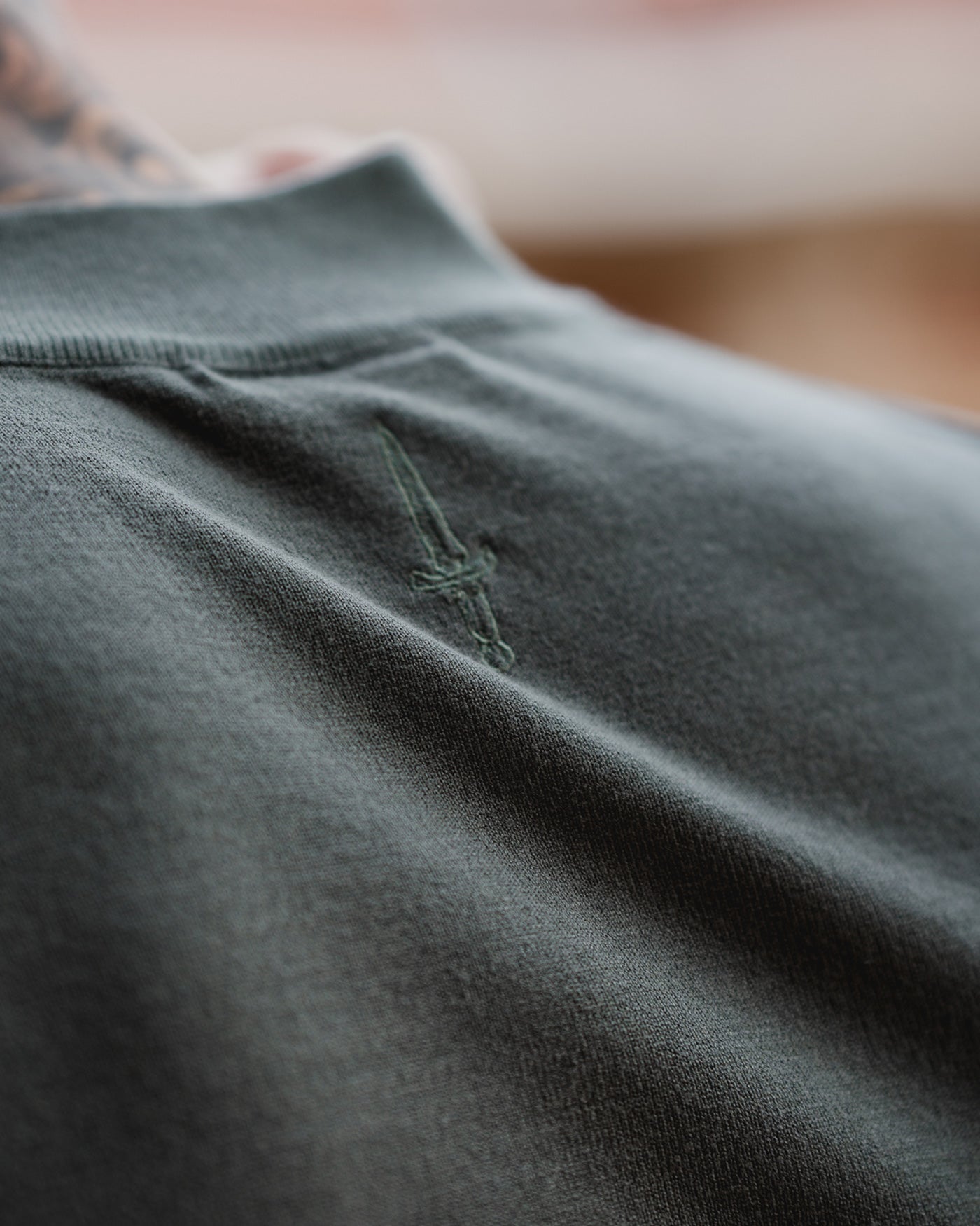 Dark Green Knitted Long Sleeve Zip Polo